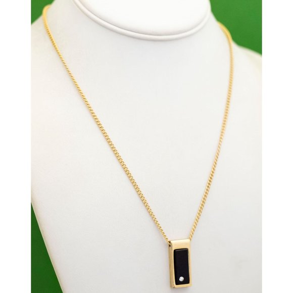 18 inch, Vintage Geometric Square Gold Tone Necklace by Avon, K31 - Picture 2 of 3